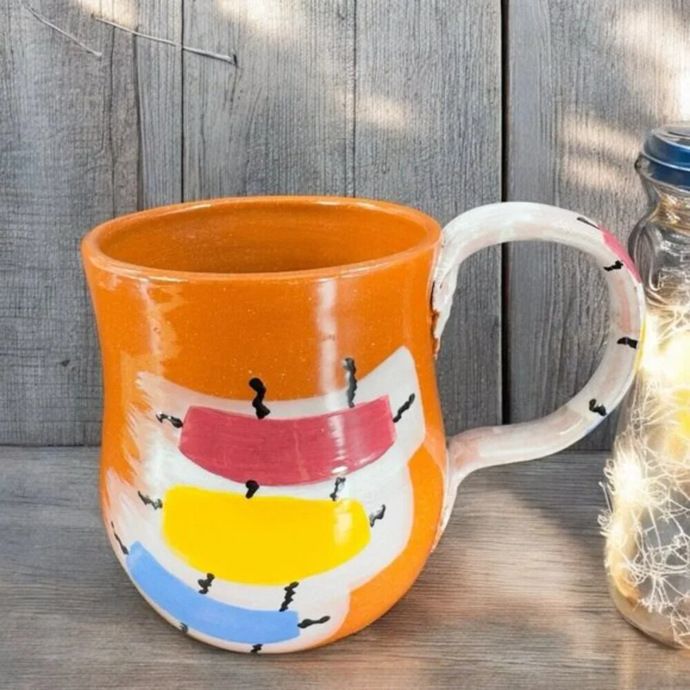 Vintage‎ 1988 Roberta Waterman Hand Made Oversize Coffee Mug Cup Made In Chicago